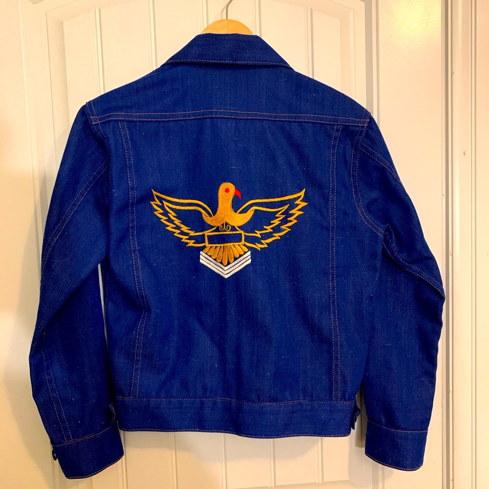 Levi’s selvedge denim jacket with bird embroidery